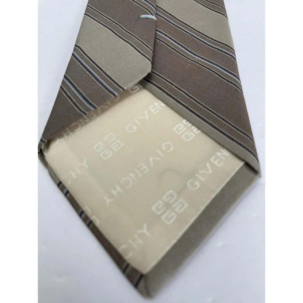 Vintage GIVENCHY Monsieur‎ Neck Tie Mens Brown Blue Stripes Retro 3